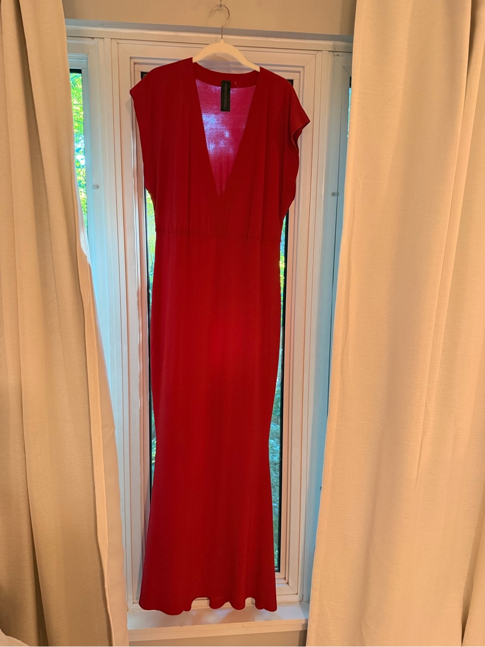 Norma Kamali Red V-Neck Maxi Dress